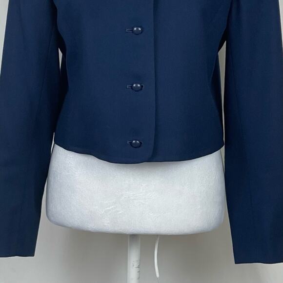 Pendleton Blue Pure Wool Academia Office Career Cropped Jacket Vintage Size 14 - Picture 4 of 11